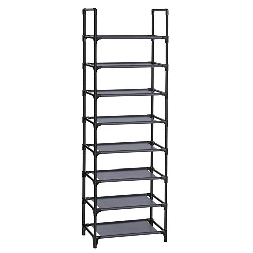 SONGMICS Estante zapatero, Estante para Zapatos de 8 niveles, Estructura metal, para 16-20 Pares, para Entrada, Dormitorio, Sala de estar, 46 x 28 x 145 cm, Gris LSR024G02