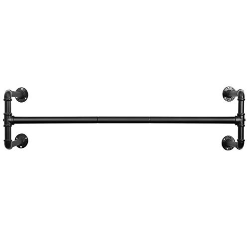 SONGMICS Perchero de Pared para Ropa, Percha para Colgar Ropa Industrial, Ahorro de Espacio, 110 x 30 x 29,3 cm, Carga hasta 60 kg, Fácil Montaje, para Espacios Reducidos, Negro HSR64BK