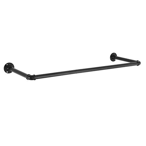 SONGMICS Perchero de Pared para Ropa, Percha para Colgar Ropa Industrial, Ahorro de Espacio, 92 x 30 x 7,5 cm, Carga hasta 50 kg, Fácil Montaje, para Espacios Reducidos, Negro HSR67BK