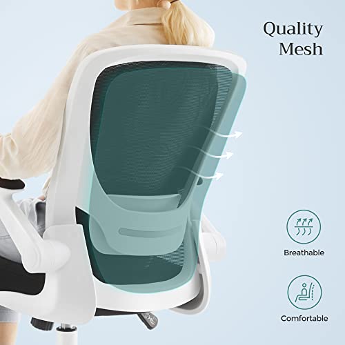 SONGMICS Silla Malla Ergonómica, Silla Oficina con Soporte Lumbar, Silla Giratoria con Apoyabrazos Ajustables, Silla Escritorio Ergonomica para Personas Sedentarias, Silla Estudio, OBN37BK