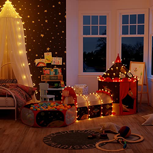 SONGMICS Tienda de Niños Pop-up 3 en 1, Carpa de Niños, Tienda de Infantil con Ventana de Malla y Cesta, Tema Aeroespacial, Uso interior o exterior, Idea de Regalo, y Cumpleaños, Azul y Rojo LPT703Q01