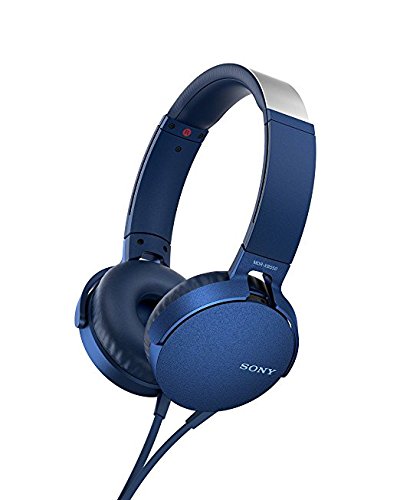 Sony MDR-XB550APL - Auriculares de diadema Extra Bass (micrófono integrado compatible con Smartphones, diadema metálica adaptable) color azul