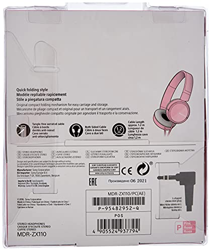 Sony MDR-ZX110 - Auriculares cerrados stereo, rosa