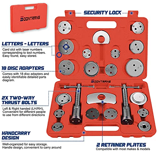 Soontrans-Reposicionador de pistones de freno - Sets de herramientas para las pinzas de freno - compresor pistones freno - 22piezas - reponer pinzas de freno- Kompressor Tool Kit Universal