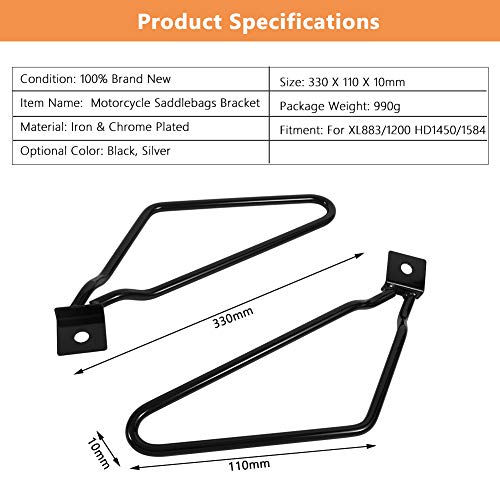 Soporte Alforjas para Moto, Soporte Montaje de Alforjas para Motocicleta, Izquierda y Derecha (Negro)