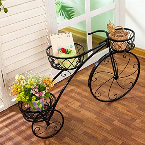 Soporte Creativo Para Plantas De Bicicletas, Estante De Hierro Para Flores Metal Soportes Para Macetas Estante Exhibición Organizador Macetas, Jardín Decoración De Interiores Y Exteriores,Negro