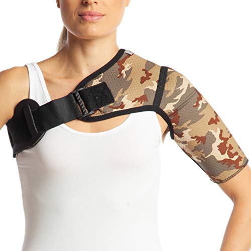 Soporte de hombro de neopreno de camuflaje Corrector de postura para lesiones de luxación de hombro – Correa de artritis – Cinturón lumbar para dolor de espalda – para gimnasio Sport L (27-30 cm)
