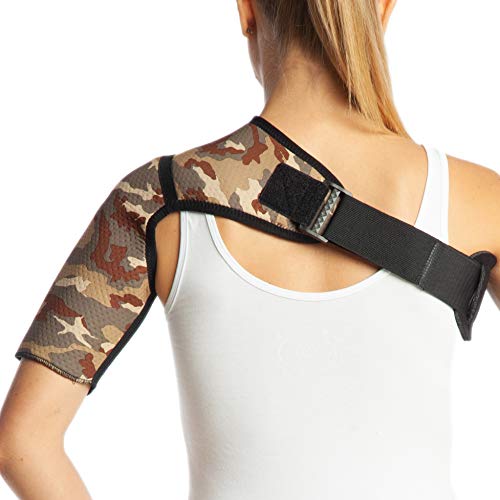 Soporte de hombro de neopreno de camuflaje Corrector de postura para lesiones de luxación de hombro – Correa de artritis – Cinturón lumbar para dolor de espalda – para gimnasio Sport L (27-30 cm)