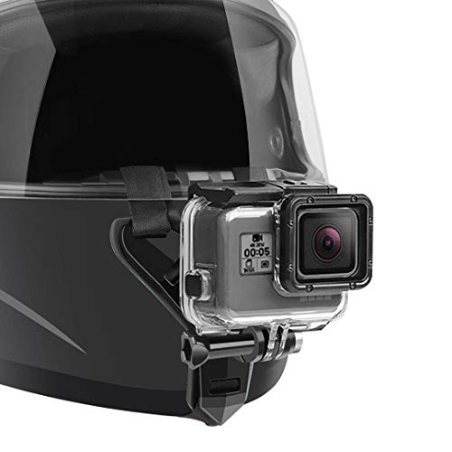 Soporte para Correa de Barbilla para Casco de Motocicleta Compatible con GoPro Hero 9, 8, 7, (2018), 6 5 4 3, Hero Black, Session, Xiaomi Yi, SJCAM (Black1)