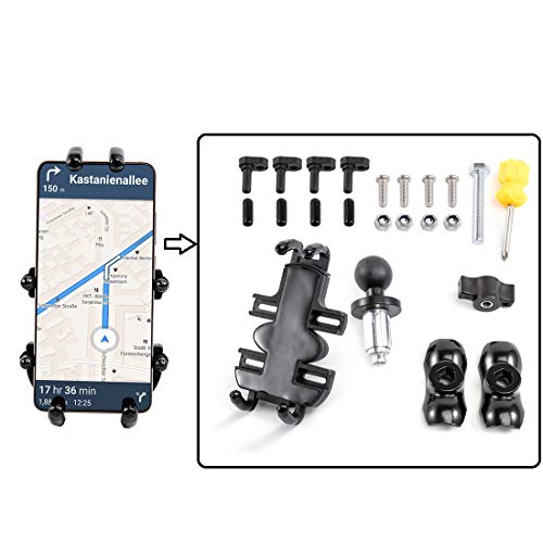 Soporte para teléfono Inteligente Ajustable para Montaje en teléfono de Motocicleta Apto para Horquilla de Motocicleta con Orificios Redondos de 13 mm a 20 mm