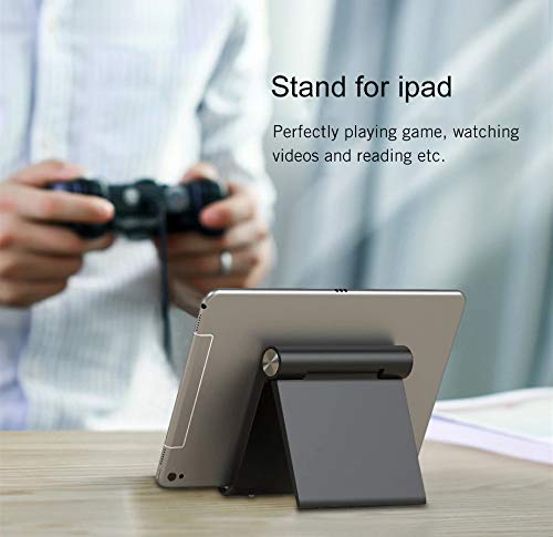 Soporte Universal Reforzado Ajustable para Móvil Lector Libros Electrónico Tablet 4”-10.4” Multiángulo 0-100 Grados Diseño de Mesa Compatible con Apple (iPhone-iPad) Samsung Huawei Xiaomi (Negro)