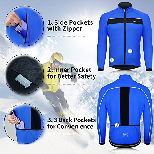 Souke Sports Chaqueta de Ciclismo Hombre, Maillot Ciclismo Hombre Invierno, Chaqueta Ligera de Invierno MTB Reflectante Transpirabilidad Impermeable Chaqueta de Ropa Deportiva al Aire Libre