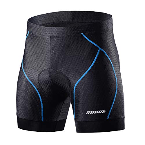 Souke Sports Pantalones Cortos Ciclismo Hombre 4D Acolchados para Bicicleta MTB con agarres Antideslizantes para Las piernas, Transpirables, de Secado rápido y cómodos