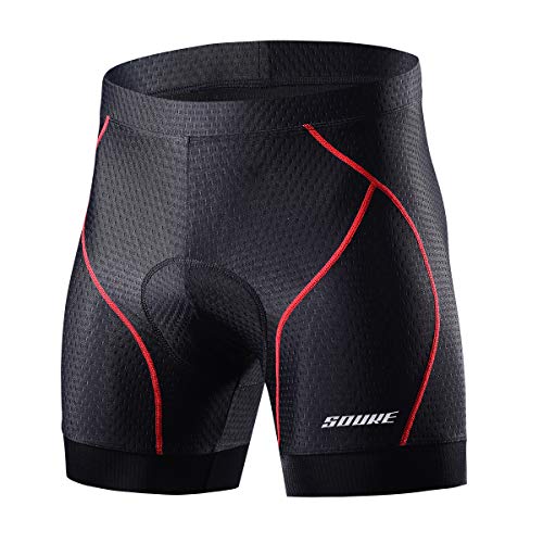 Souke Sports Pantalones Cortos Ciclismo Hombre 4D Acolchados para Bicicleta MTB con agarres Antideslizantes para Las piernas, Transpirables, de Secado rápido y cómodos