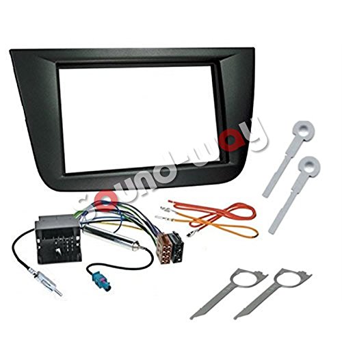 Sound-way Kit Montage Autoradio, Marco 2 DIN Radio de Coche, Adaptador Antena, Cable Adaptador Conector ISO, Llaves Desmontaje compatible con Seat Altea, Altea XL, Toledo