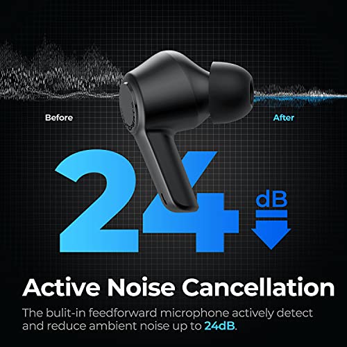 SoundPEATS T3 Auriculares Bluetooth 5.2, Auriculares Inalámbricos con Reducción de Ruido Activa con 4 Micrófonos, Llamadas Claras, Modo Transparente, Auriculares ANC Táctiles Durante 16,5 Horas