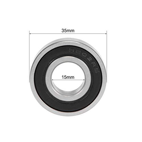 sourcing map 6202-2RS Rígidos Rodamientos Bolas Z2 15mm x 35mm x 11mm 4pcs Blindaje Doble Acero Carbono