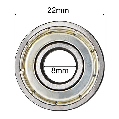 sourcing map Rodamientos de Bolas, 2x Cojinetes de bolas de Ranura Profunda 608ZZ, 8x22x7mm Rodamiento Rígidos de Bolas de Doble Sellado, de Acero, para Equipo Mecánico, InstrumentoS Eléctrico