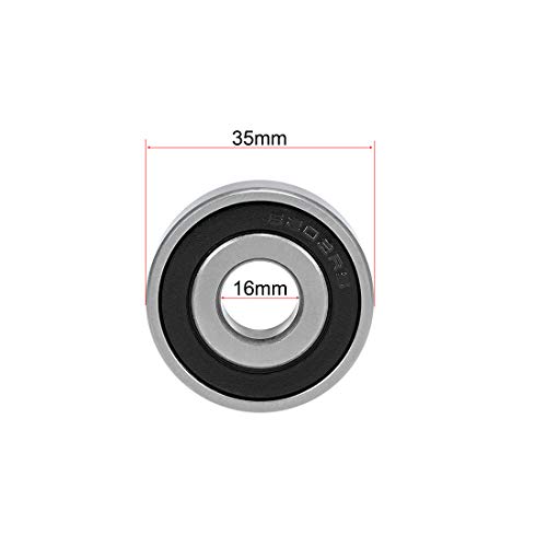 sourcing map Rodamientos de Bolas, 4x Cojinetes de bolas de Ranura Profunda 6202-16-2RS, 16x35x11mm Rodamiento de Doble Sellado, de Acero, para Roller Skate, Equipo Mecánico, Instrumentos Eléct