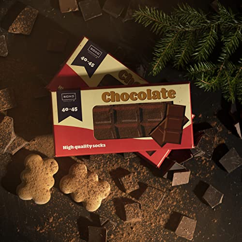 soxo Calcetines Divertidos Chocolate en Caja de Regalo para Mujer y Hombre, 40-45EU Chocolate de Hombre