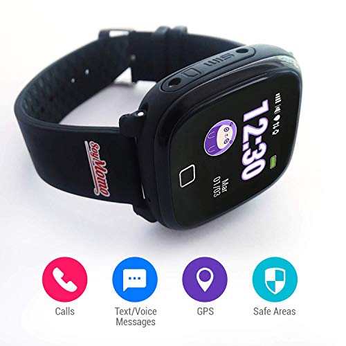 SoyMomo H2O Reloj Inteligente para Niños con GPS y Botón SOS, Móvil para niños con Ranura para SIM Que Permite Llamadas y Mensajes, Smartwatch para Niños con Rastreador GPS Resistente al Agua (Negro)