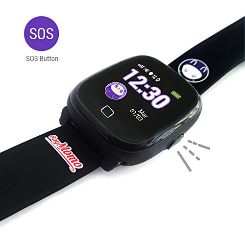 SoyMomo H2O Reloj Inteligente para Niños con GPS y Botón SOS, Móvil para niños con Ranura para SIM Que Permite Llamadas y Mensajes, Smartwatch para Niños con Rastreador GPS Resistente al Agua (Negro)