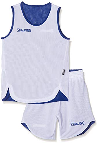 Spalding Doubleface Kids Set, Conjunto reversible camiseta y pantalones de baloncesto para Unisex-Niños, Azul/Blanco (Royal/White), XS(152)