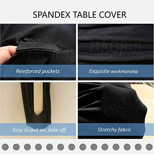 Spandex Lycra 24 "(60cm) Cubierta de Tabla Cocktail Dry Bar Stretch Round Fit para Evento de Boda de Fiesta (60cm Negro)