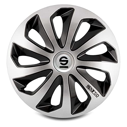 Sparco SPC1373SVBK Tapacubos Sicilia, Plata/Negro, 13 pulgadas, Set de 4