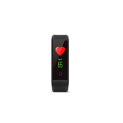 SPC Smartee Go - Pulsera fitness (a prueba de agua IP67, multideporte, notificaciones, podómetro, pulsómetro y monitor de sueño) – Color Negro