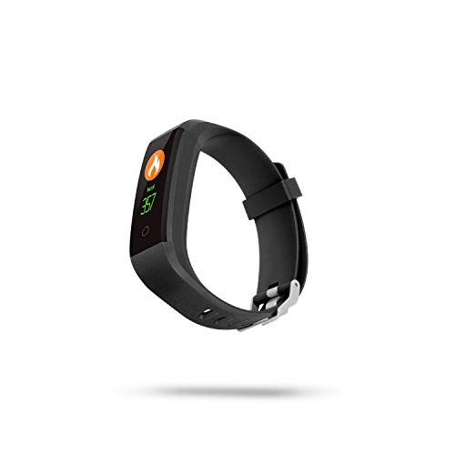 SPC Smartee Go - Pulsera fitness (a prueba de agua IP67, multideporte, notificaciones, podómetro, pulsómetro y monitor de sueño) – Color Negro