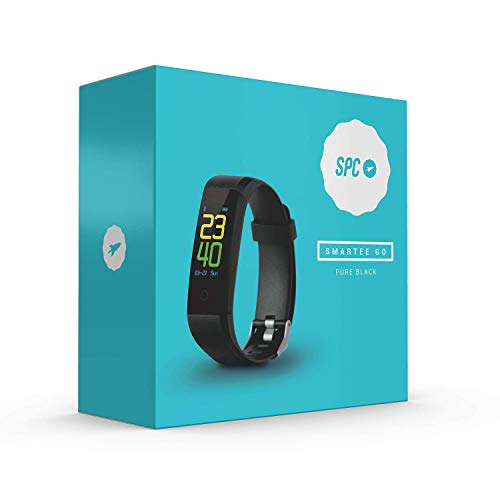 SPC Smartee Go - Pulsera fitness (a prueba de agua IP67, multideporte, notificaciones, podómetro, pulsómetro y monitor de sueño) – Color Negro