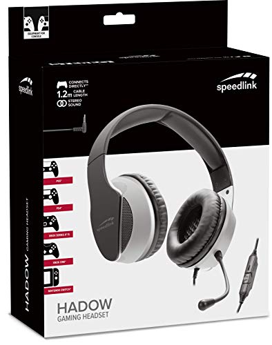 Speed-Link Speedlink HADOW Gaming Headset - Auriculares estéreo con Cable para PC/PS5/PS4/Xbox Series X/S/Switch/OLED/Lite, Negro/Blanco