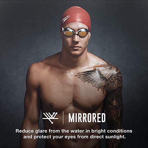Speedo Vanquisher 2.0 Mirrorred Swim Goggle, One Size, Citrus Green