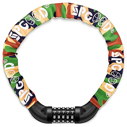 SPGOOD Candado de Bicicleta Antirrobo (14 colores) antirrobo de combinación de 5 dígitos Candado,utilizado para bicicletas, motocicletas, puertas,100CM-4CM (Color verde militar)