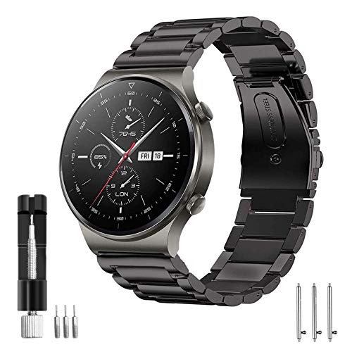 SPGUARD Correa Compatible con Correa Huawei Watch GT 2e/GT2 46mm/GT 2 Pro,22mm Pulsera de Repuesto deMetal de Acero Inoxidable para Huawei Watch GT 46mm/Huawei GT2 46mm/Huawei GT 2e/GT2 Pro(Negro)