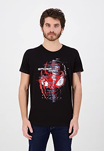 Spider-Man Miles Morales - Spider Head Hombre Camiseta Negro M, 100% algodón, Regular