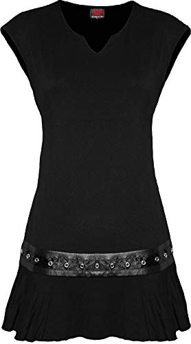 Spiral - Gothic Rock - Minivestido con Tachuelas en la Cintura - Negro - XL