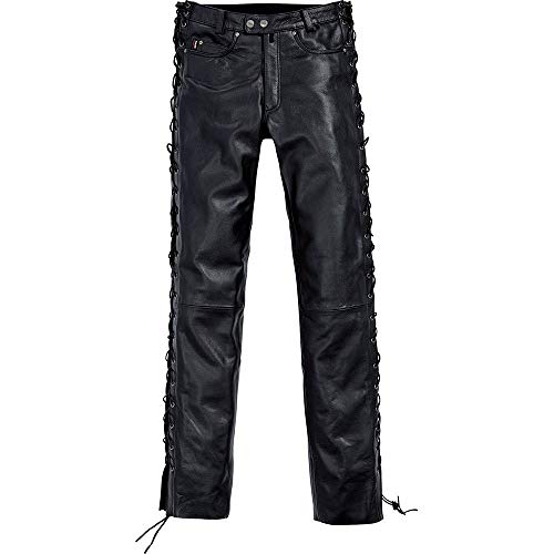 Spirit Motors Pantalones de la Motocicleta Schnür-Lederhose 1.0 Schwarz XXL, Unisexo, Chopper/Cruiser, Verano, Negro Mate