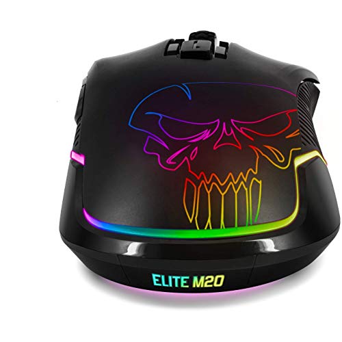 SPIRIT OF GAMER - Ratón Óptico Inalámbrico Para Juegos ELITE-M20 - Nano Receptor Inalámbrico 2.4ghz - RGB Personalizable LED - 4800 DPI Máximo - 30H De Duración - 6 Botones Programables