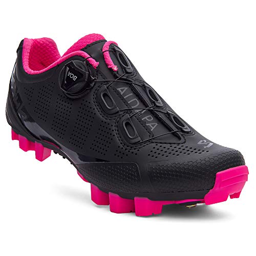 Spiuk Sportline Zapatilla MTB ALDAPA, Adultos Unisex, Negro Mate/Fucsia, T. 40