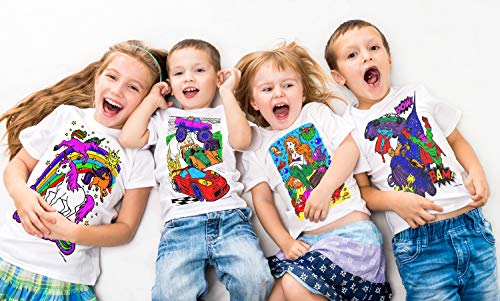 Splat Planet Camiseta Sirena para niñas. con impresión para Pintar y Colorear. Incluye 6 Colores mágicos Lavables. Cumpleaños Infantil 7-8 años