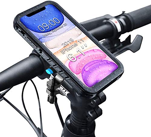 SPORTLINK Soporte Movil Bicicleta para iPhone 11 - Soporte Moto & Funda Impermeable iPhone 11, Porta Bike Mount para 20-35 mm Manillar (6,1 Pulgadas)