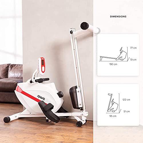 SportPlus Máquina de Remo Fitness para Uso Interior – Incluye Receptor de Ritmo Cardíaco de 5 kHz en de Remo – Máquina de Remo Plegable – Máx. Peso Usuario 150 Kg