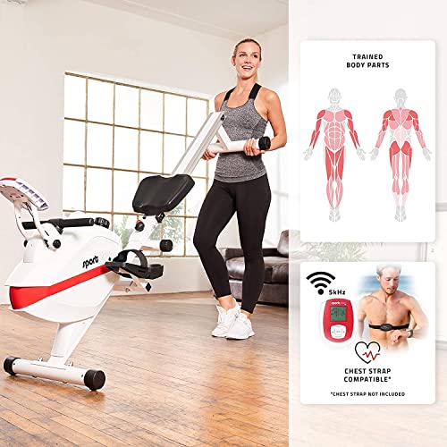 SportPlus Máquina de Remo Fitness para Uso Interior – Incluye Receptor de Ritmo Cardíaco de 5 kHz en de Remo – Máquina de Remo Plegable – Máx. Peso Usuario 150 Kg