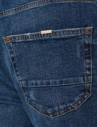 Springfield Denim Slim Lavado Oscuro con Rotos. Pantalones, Azul Medio, 32