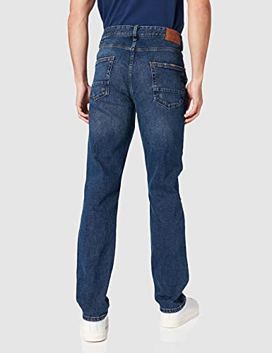 Springfield Denim Slim Lavado Oscuro con Rotos. Pantalones, Azul Medio, 32