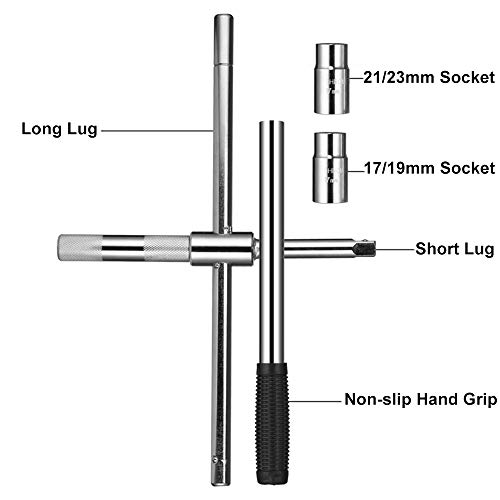 Spurtar Llave de Rueda de Cruz 17 19 21 23mm Extensible Rueda Telescópica Coche Furgoneta Brace Enchufe Neumático Tuerca Llave