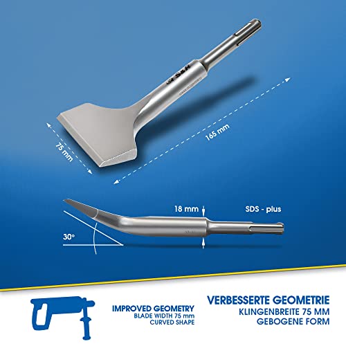 S&R Cincel SDS Plus Azulejos y Baldosas 180/165 x 75 mm ángulado MADE IN GERMANY / Calidad Profesional.