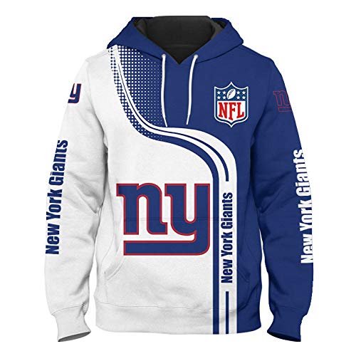 SryWj Sudadera con Capucha de los New York Giants de la NFL, Equipo de Apoyo, Jersey de Moda con Estampado 3D y Estampado de teñido, Ropa Adecuada para Hombres y Mujeres